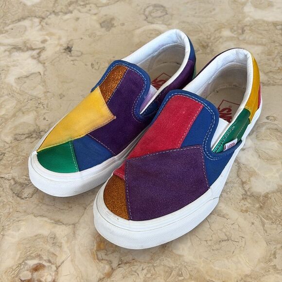 Rare VANS Pride Patchwork SLIP ON Skate Shoes UNISEX Women’s SZ 7.5 /Men’s Sz 6 - Picture 3 of 11